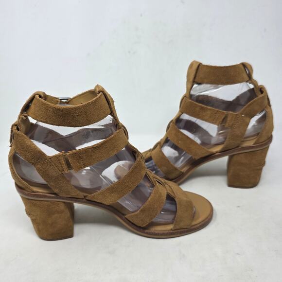 UGG Suede Gladiator Block Heel Sandals Tan Womens Size 7 - Picture 6 of 8